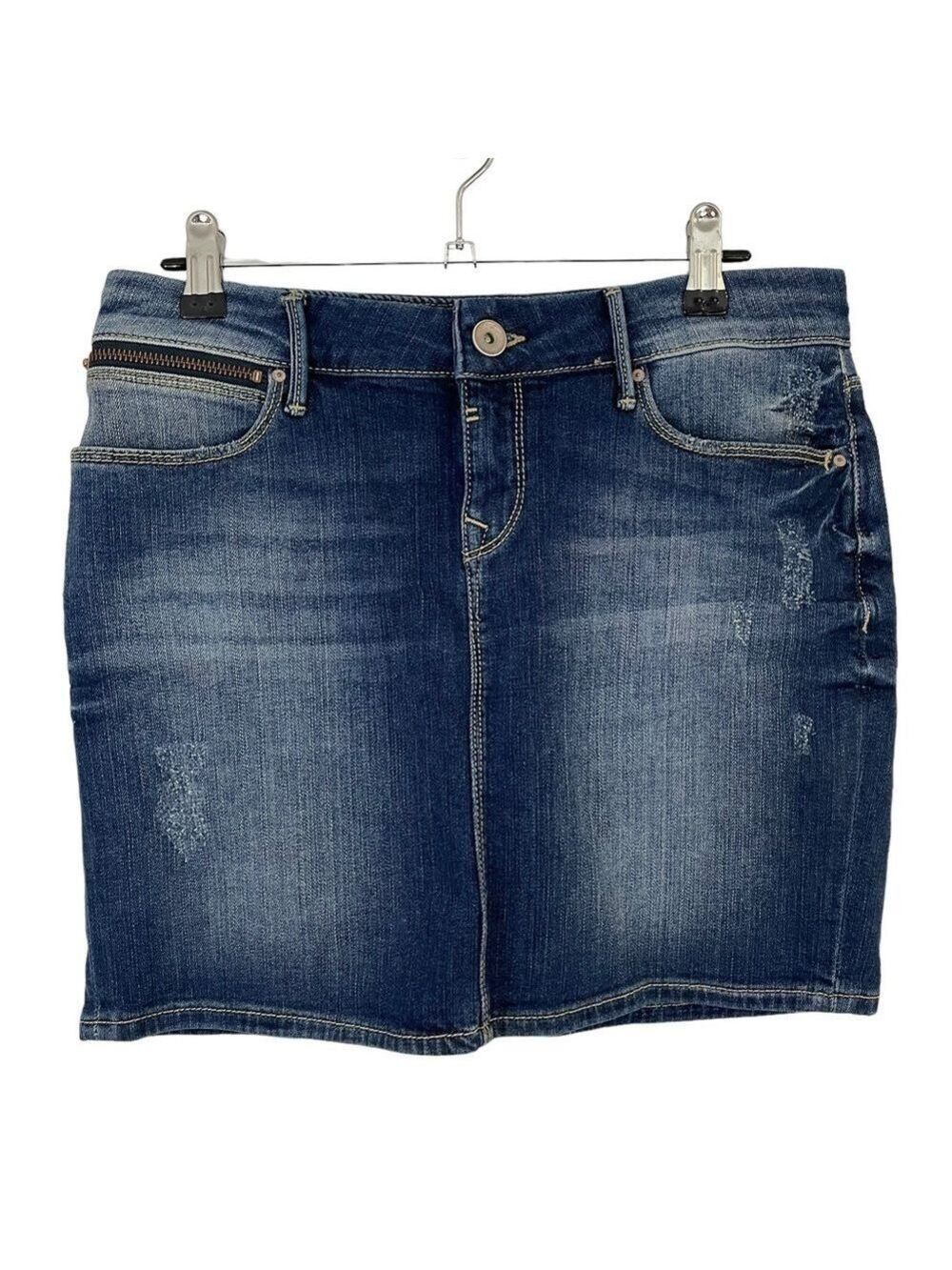 Mavi Denim Mini Skirt Womens S Blue Jean Casual Summer Y2K Straight Distressed
